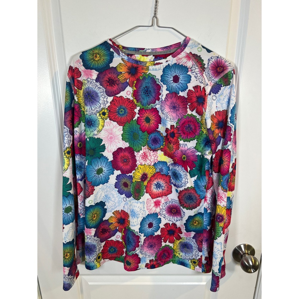 Reel Legends Womens Performance Shirt Floral Multicolor Large